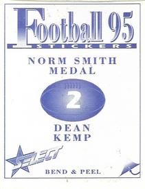 1995 Select AFL Stickers #2 Dean Kemp Back